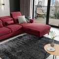 Coltar extensibil dreapta 4 locuri ELTAP, Foble, 267x196x100 cm, lemn/poliester, rosu