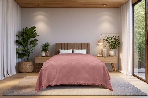 Cuvertura pique Single, Russel - Pink, ICF Bedroom, Bumbac 