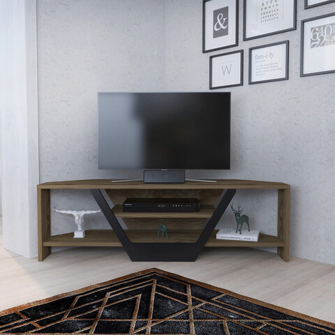 Comoda tv, retricy, sares, 120x35x36.8 cm, pal, oud stejar / negru