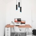 Lustra Sivani MR - 969, Opviq, 35 x 114 cm, 3 x E27, 40W, negru/albastru