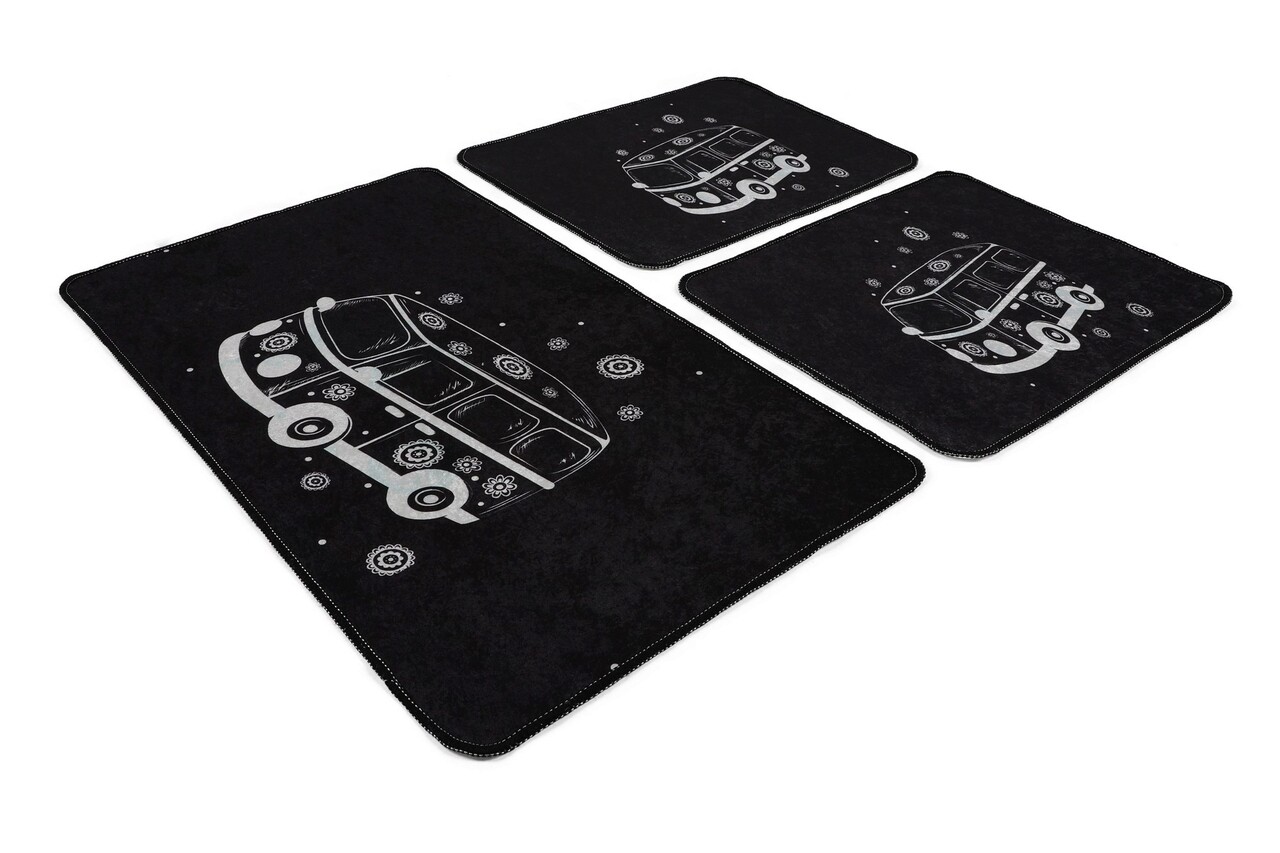 Set covoraș de baie (3 bucăți), Chilai, Bus, Catifea, Multicolor - 1 | YEO