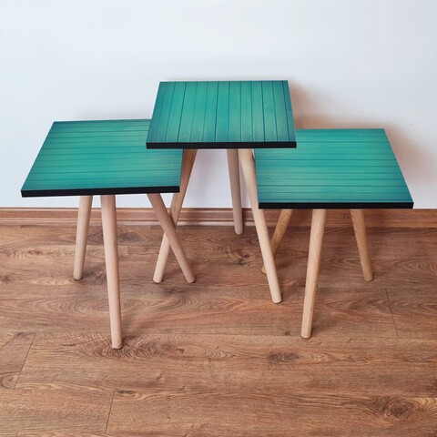 Set masute 3 piese, Leona, 3Shp333, Albastru