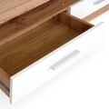 Mobilier living cu LED, 4 piese, Munchen, 290 x 48 x 195 cm, PAL, alb/stejar