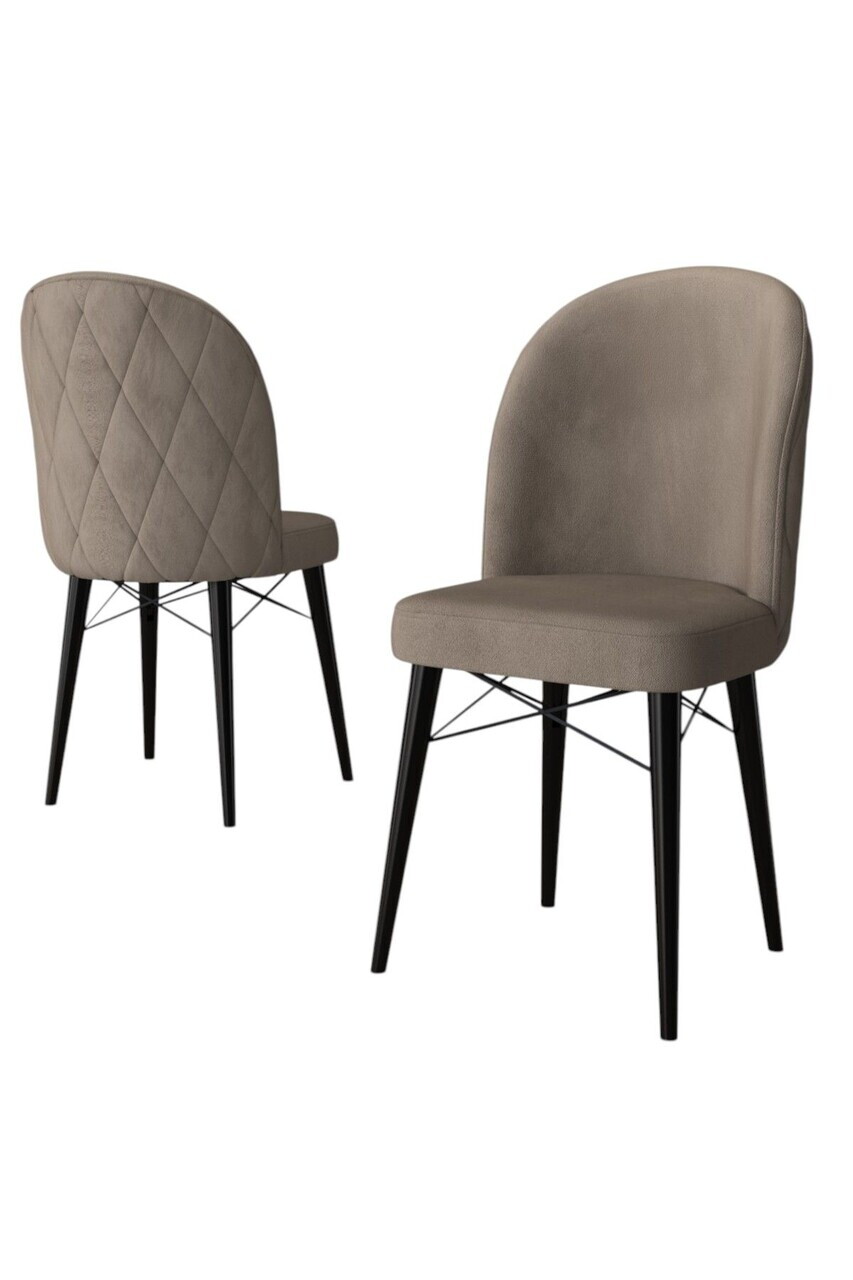 Set scaune 6 piese, Hanah Home, Bika, Cappuccino / Negru — imaginea 2