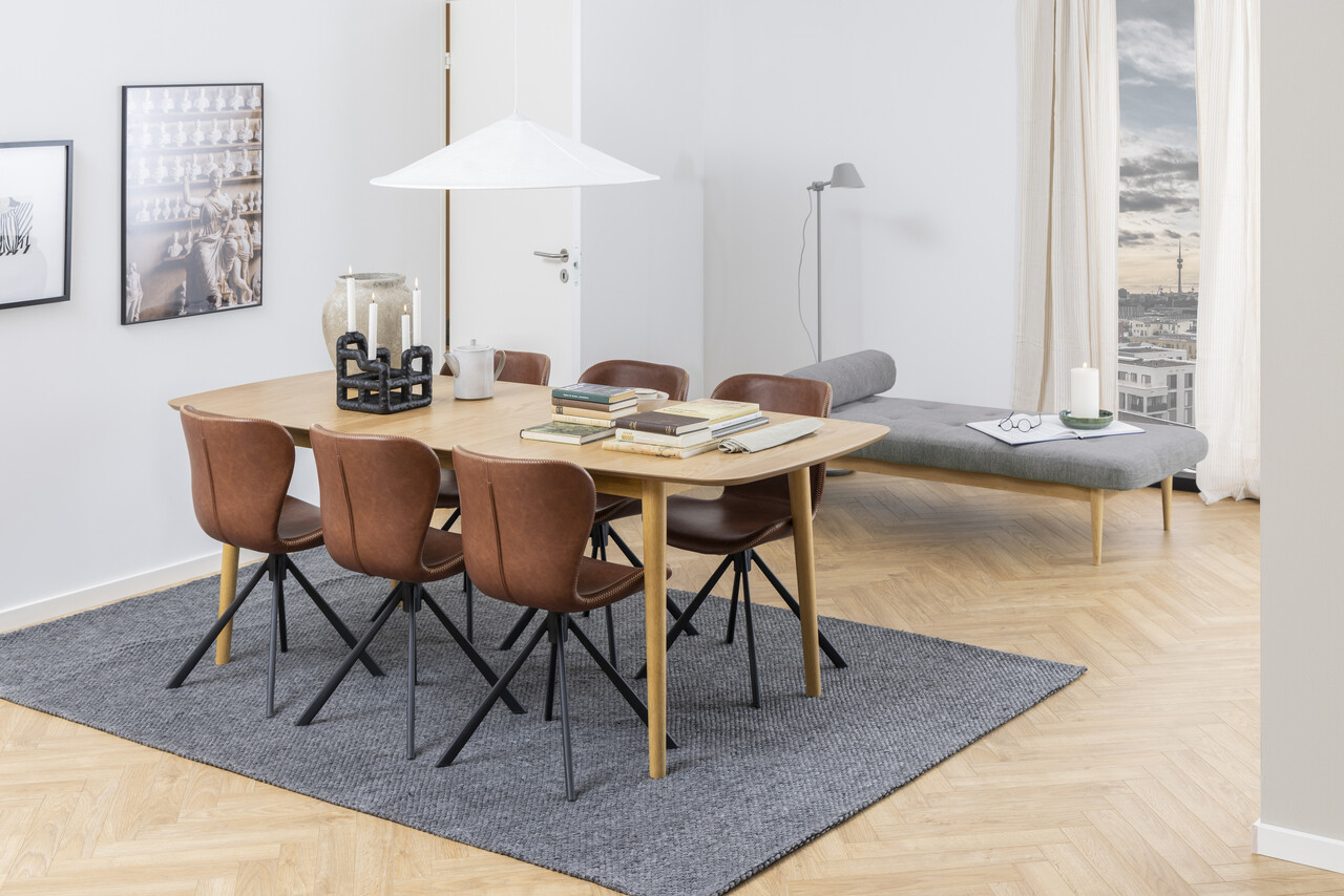 Scaun Batilda -A1, Actona, 46.5x53x81 cm, rotativ, piele ecologica/otel, brandy - view 5
