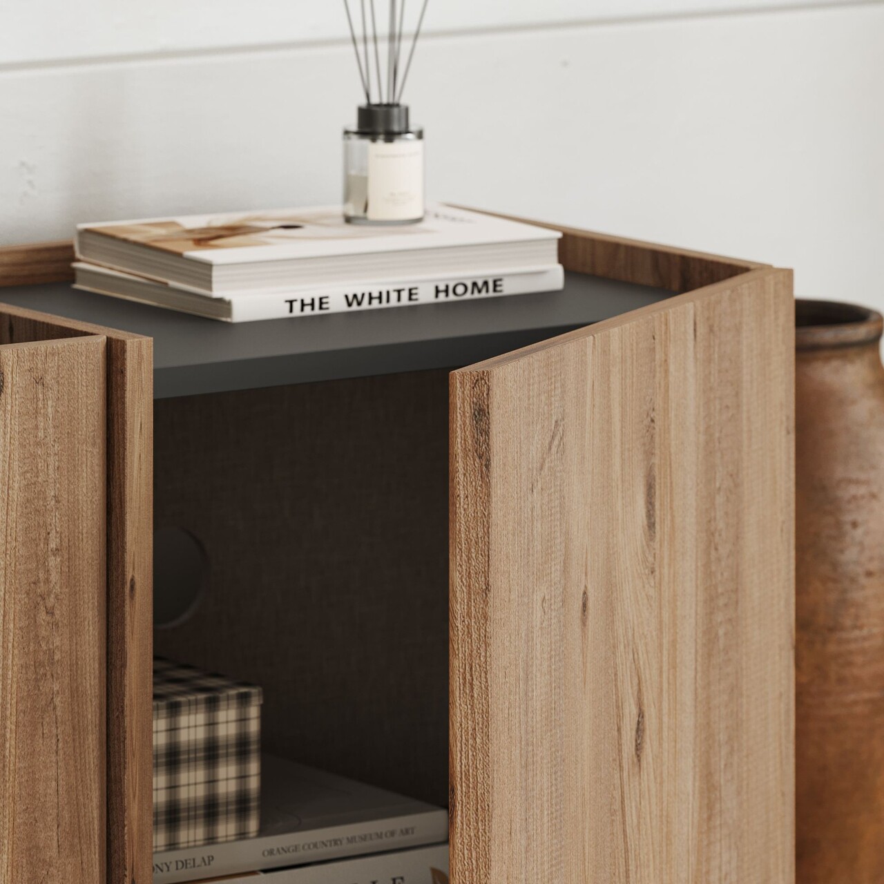 Comoda TV, Nordure, Lowen, 180x46x35 cm, Pin Atlantic / Antracit - imagine 4