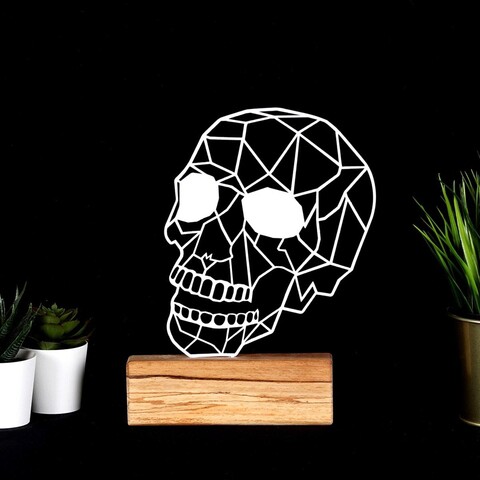 Decoratiune, skull, 17x29x3.5 cm, metal, alb