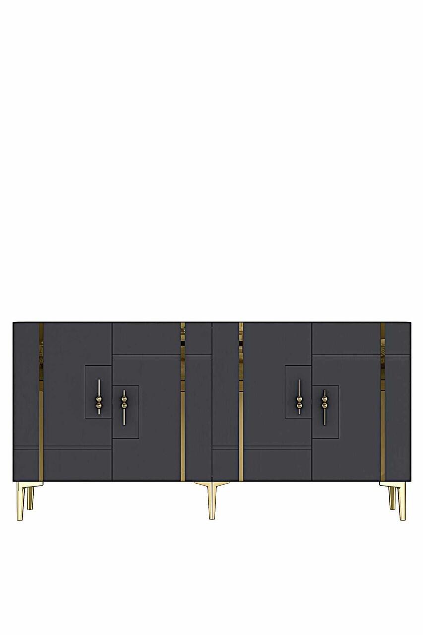 Consola, Hanah Home, Ilay 150, 150x75x32 cm, Antracit / Aur — imaginea 4