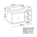 Dulap de baie cu chiuvetă, Hanah Home, 2541, MDF, Maro