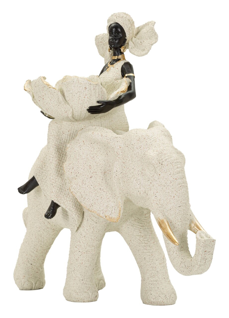 Statueta / figurina decorativa, Mauro Ferretti, African Woman on Elephant, 29x13x29 cm, polirasina, nisip - view 7