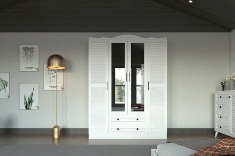Dulap pentru haine, Glenevis, Nil 802, 140x186x50 cm, Alb Glenevis