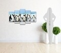 Set 5 tablouri decorative Penguins, Homemania, lemn de pin/poliester