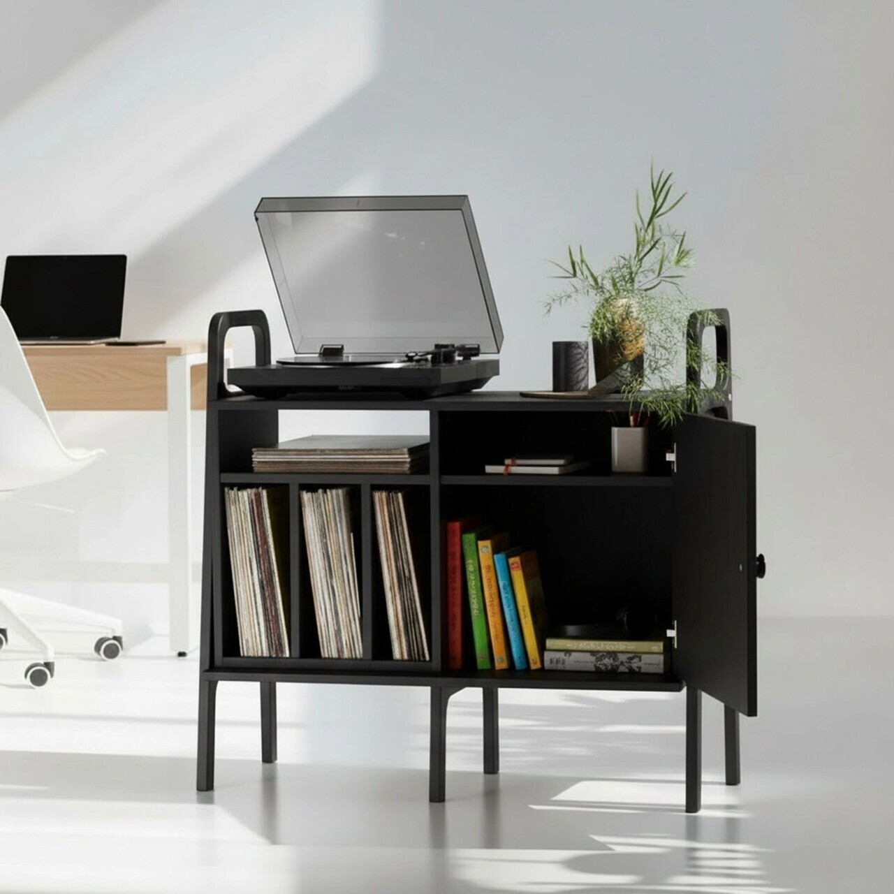 Consola, Hanah Home, CPT4689-100, 100x90x40 cm, PLACAJ CARPEN, Negru — imaginea 5