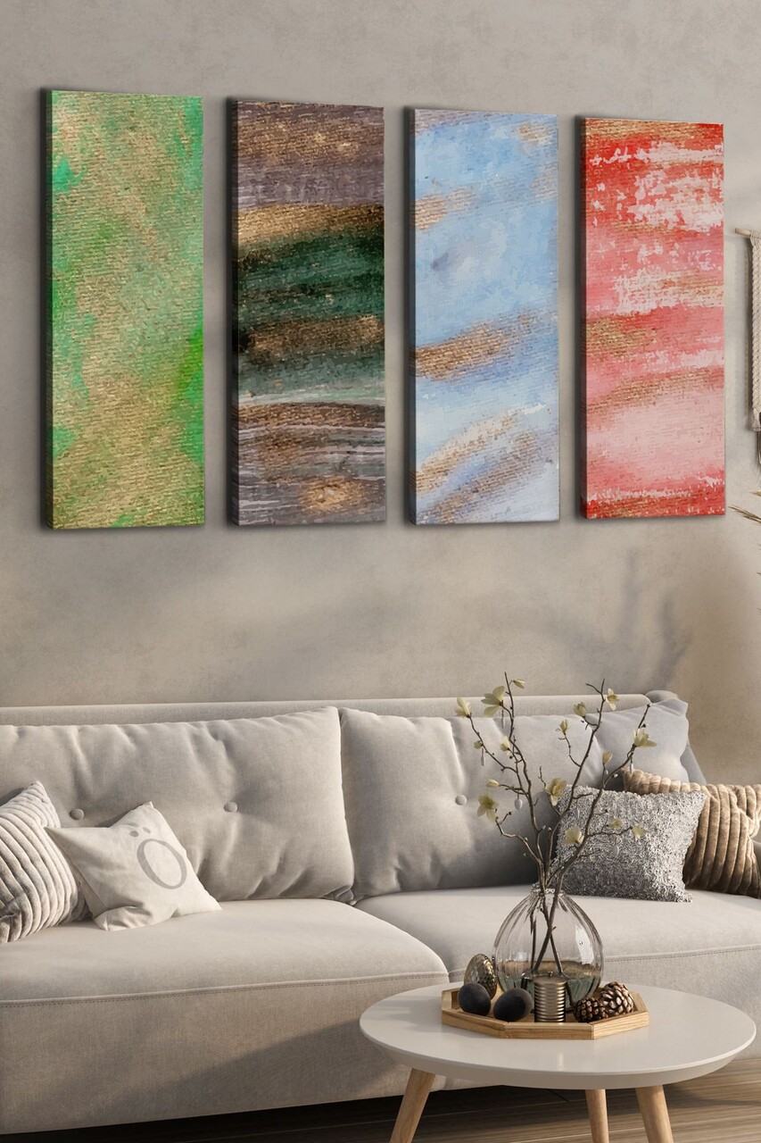 Set 4 tablouri decorative Ersycnvs4Asm3 Dimensiune: 30 x 90 cm (4 bucăți) Multicolor