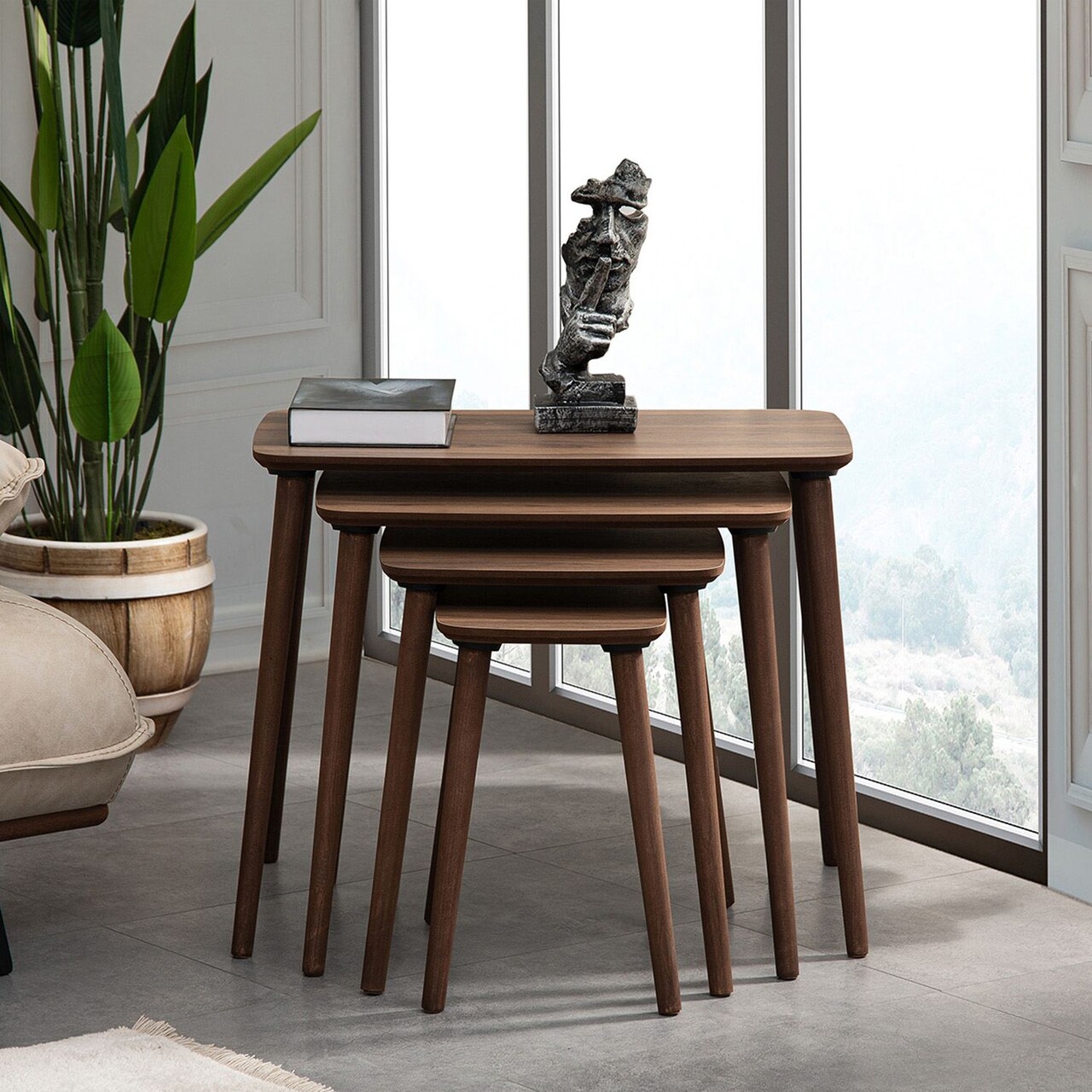 Set masute Nesting 4 piese, Hanah Home, Luci, Maro - imagine 2