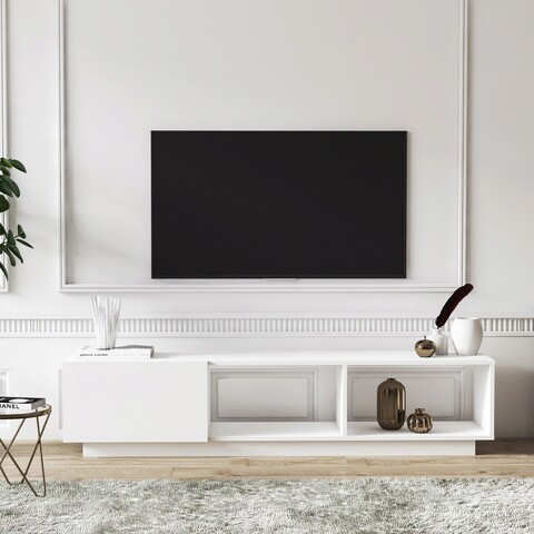 Comoda tv, minima, lepando, 160x64x35 cm, alb