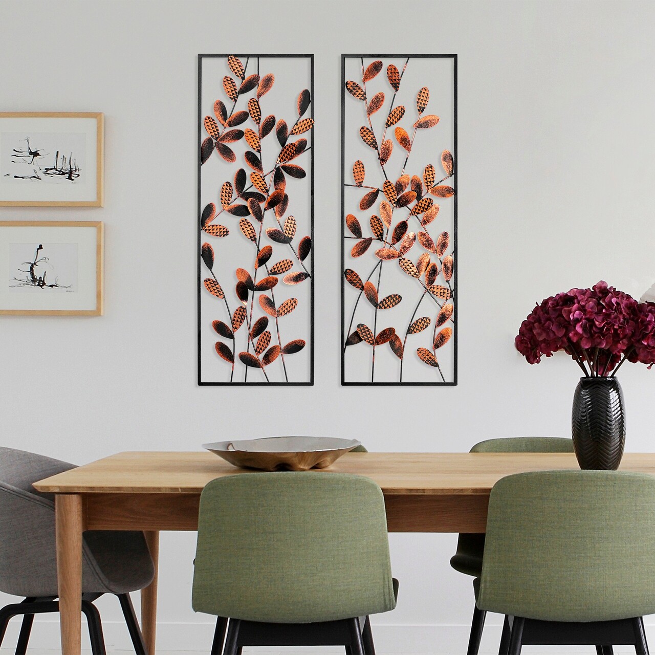 Decoratiune de perete, Olips 3, Metal, 32 x 90 cm, 2 piese, Multicolor - 1 | YEO