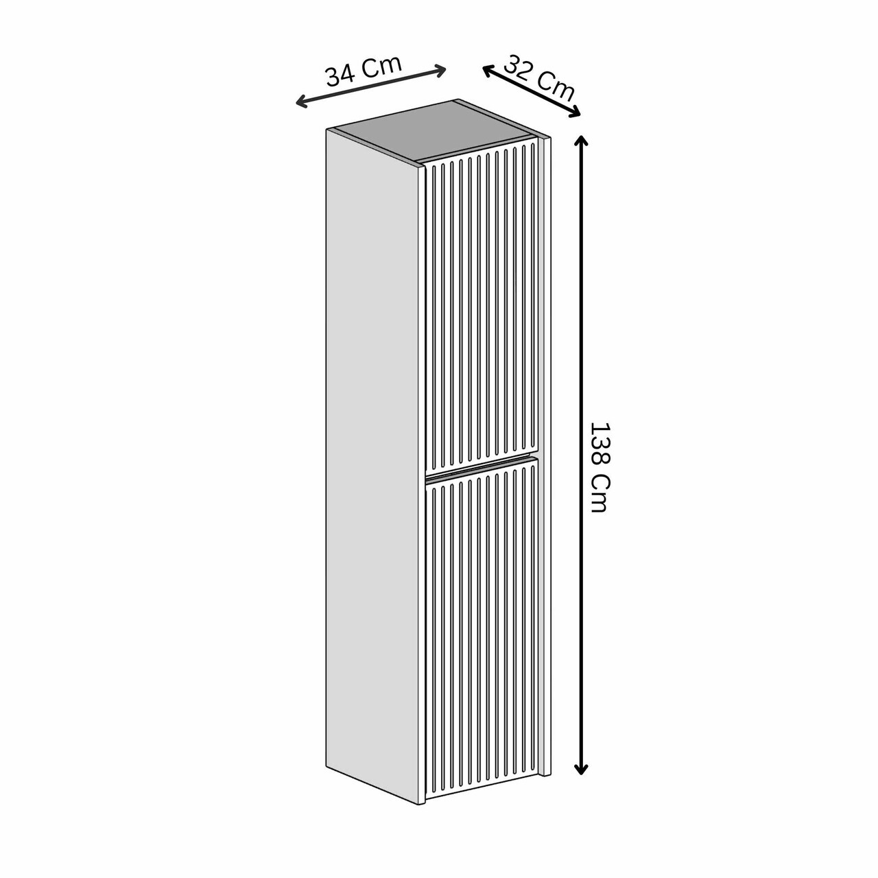 Dulap de baie, Hanah Home, Capella, 34x138x32 cm, MDF, Gri - view 6
