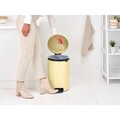 Cos de gunoi cu pedala, Brabantia, NewIcon Mellow Yellow, 20 L, 38x29x46.7 cm, otel, galben pastel