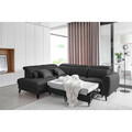 Coltar extensibil stanga 4 locuri ELTAP, LT-06NU, Noble, 255x201x100 cm, lemn/poliester, gri inchis