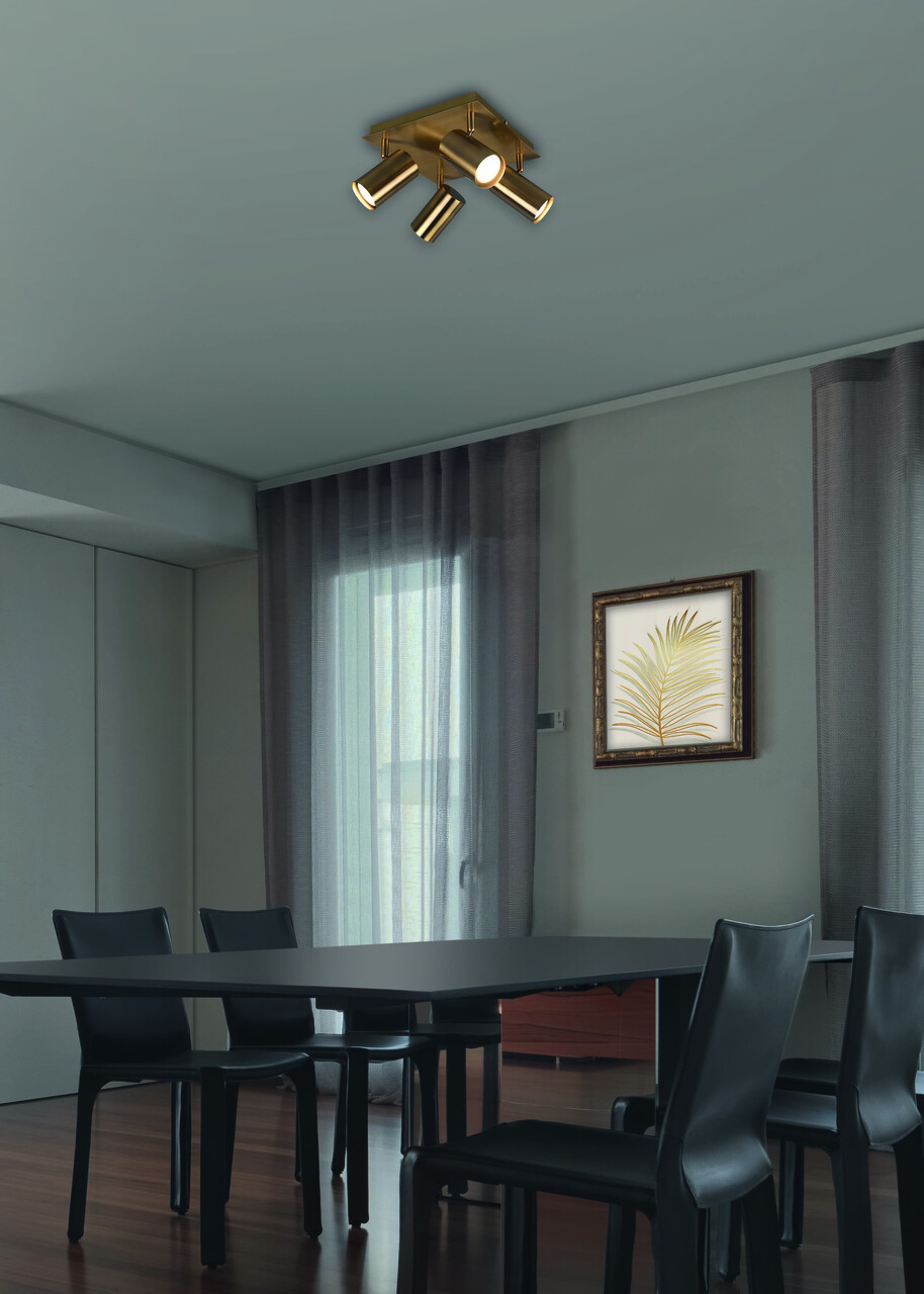 Plafoniera Marley, TRIO, 24x24x15 cm, 35W, 4x GU10, metal, bronz antic