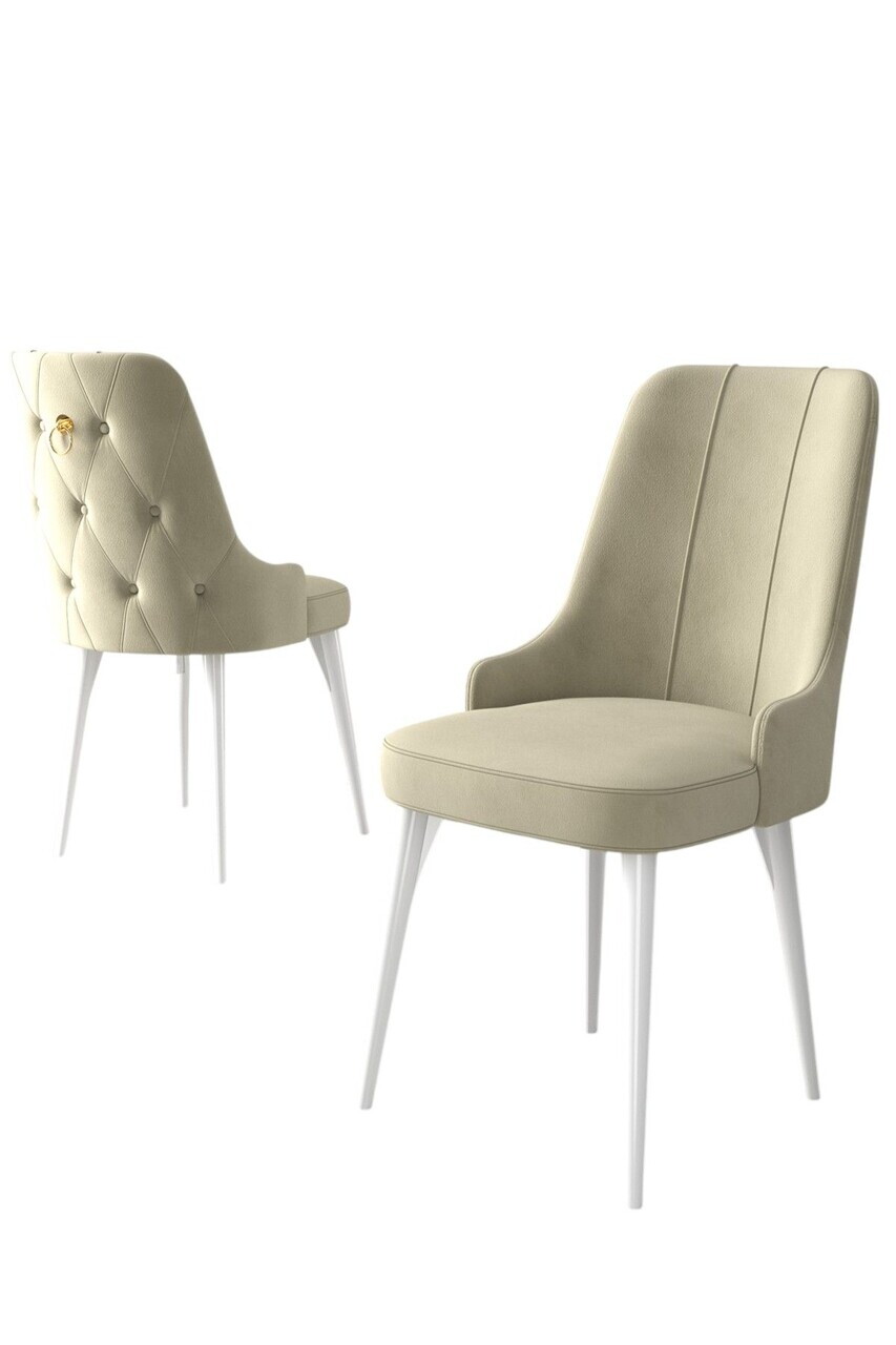 Set scaune 6 piese, Hanah Home, Enoa, Crem/Alb — imaginea 2