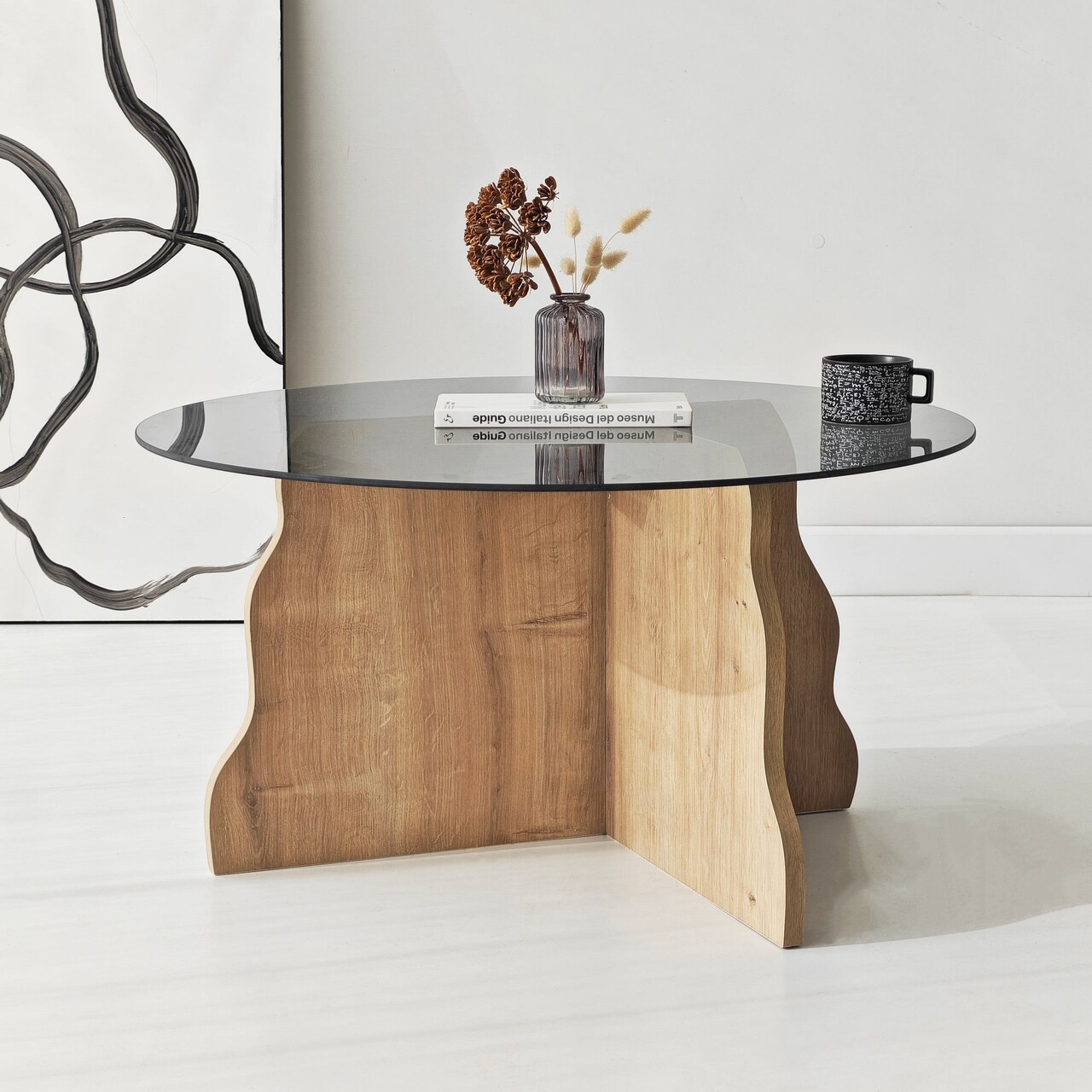 Masuta de cafea, Hanah Home, Butterfly, 75x40x75 cm, Stejar Safir / Fume - view 6