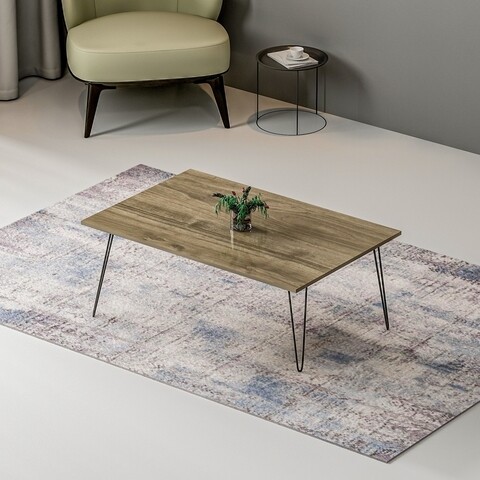 Masuta de cafea Esca, Arnetti, 90 x 50 x 46.8 cm, walnut/negru 46.8
