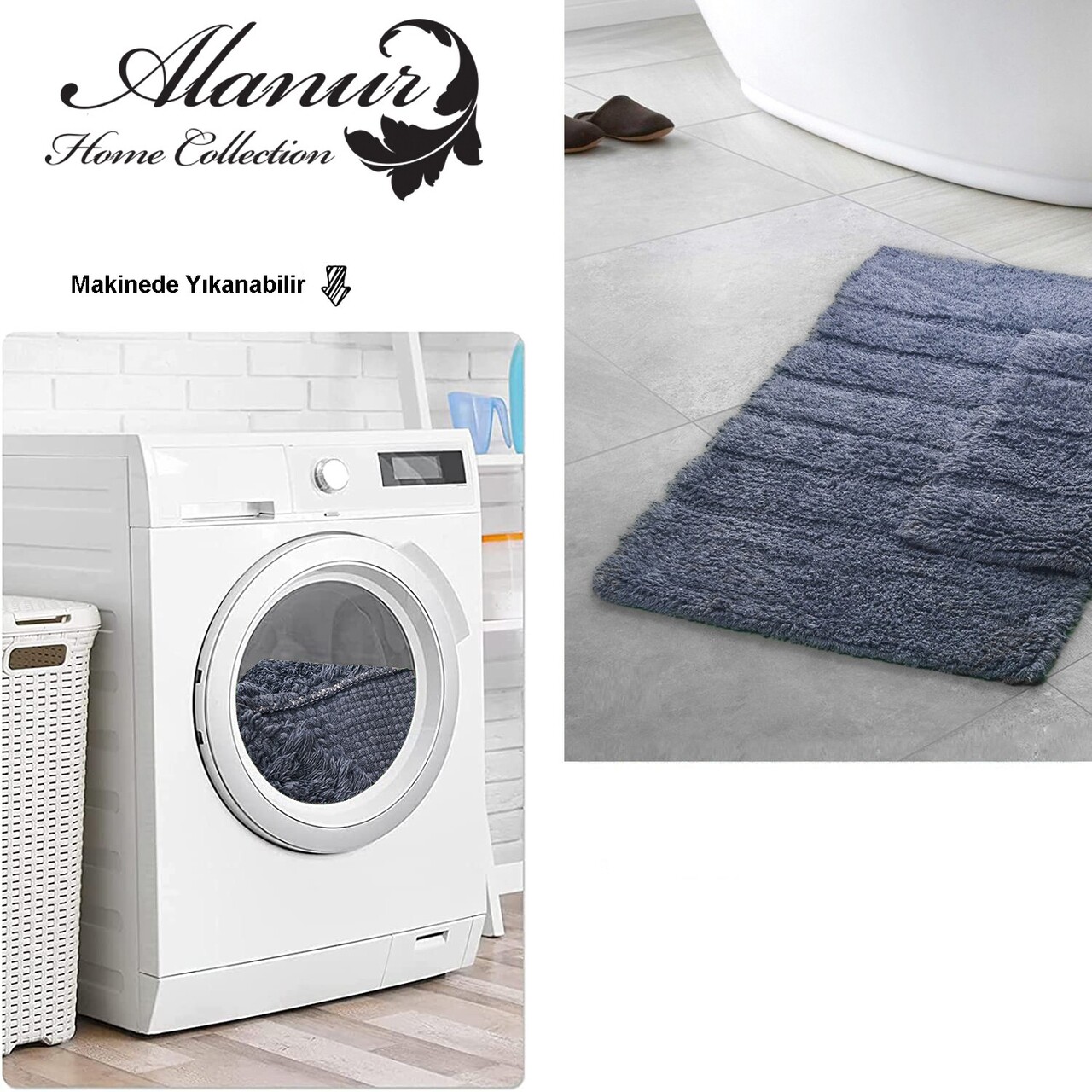 Set covorase de baie, Alanur Home, Milano, Bumbac, Argintiu - 2 | YEO