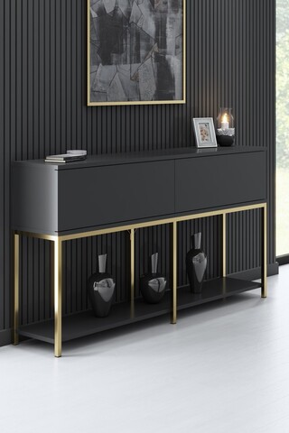 Consola, Bexley, Lord, 150x80x30 cm, PAL, Antracit / Aur