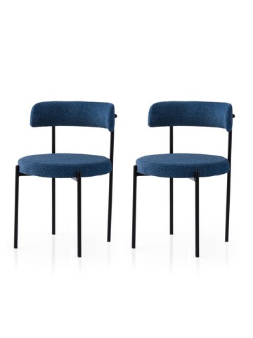 Set scaune 2 piese, Nmobb, Gını, Negru / Albastru închis