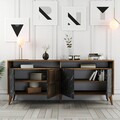 Consola, Hommy Craft, Milan, 180 x 78.6 x 35 cm, pal melaminat, nuc/negru