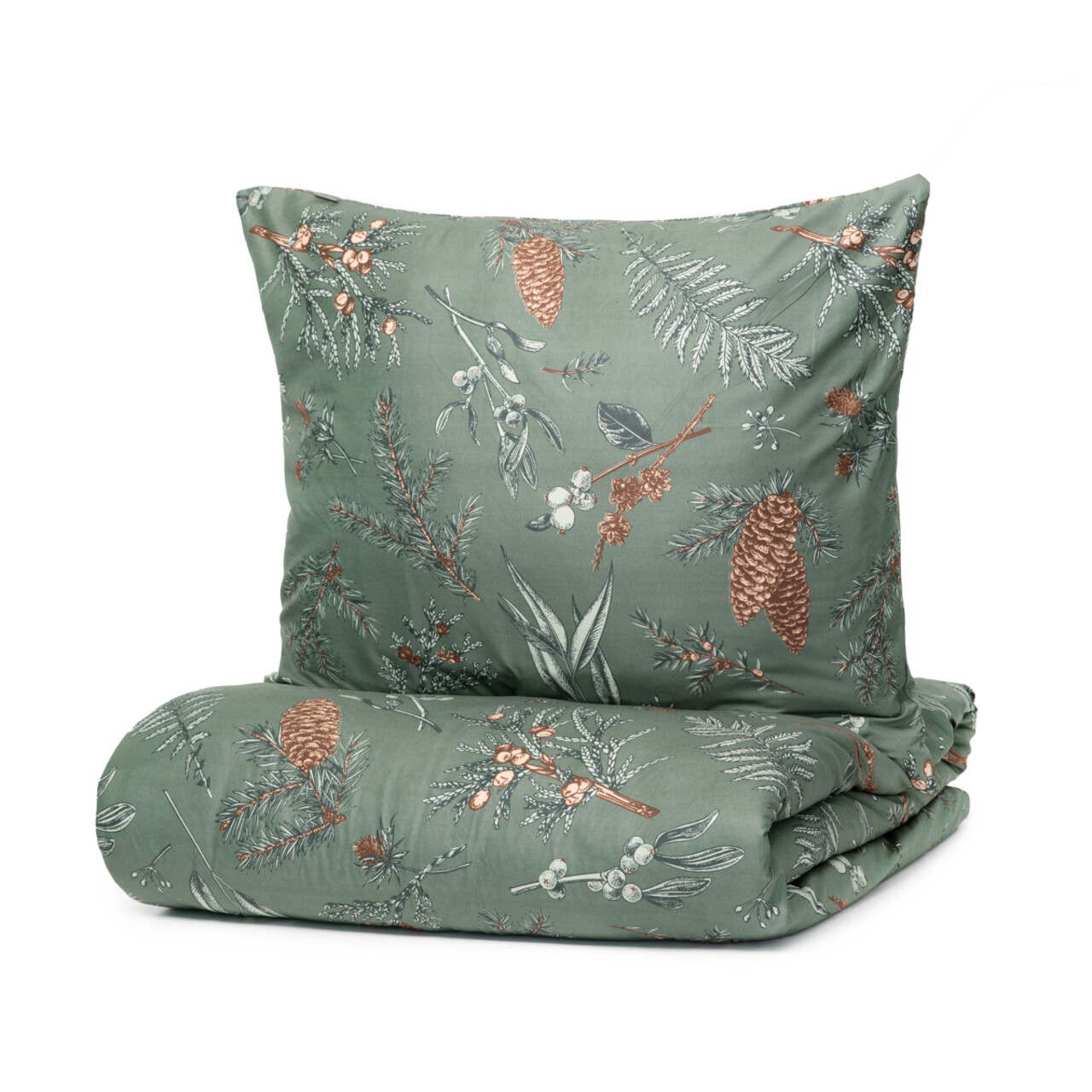 Lenjerie de pat King Size, Foret, Homla, 3 piese, 200x220 cm, microfibra din poliester, verde - 2 | YEO