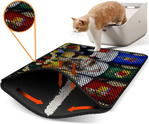 Covoras litiera pentru colectarea granulelor de nisip, Nrszn0178, 45×60 cm, 50% PVC/50% POLIESTER, Multicolor Gravel