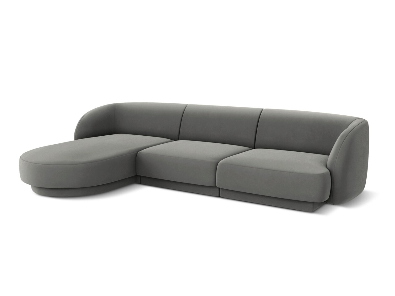 Coltar stanga 4 locuri, Miley, Micadoni Home, BL, 259x155x74 cm, catifea, gri deschis