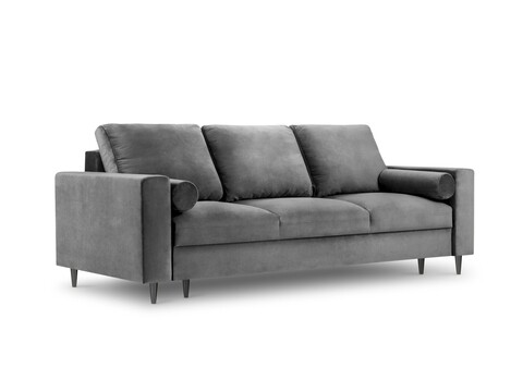 Canapea extensibila, Camellia, Mazzini Sofas, 3 locuri, cu lada de depozitare, 220x100x92 cm, catifea, gri deschis
