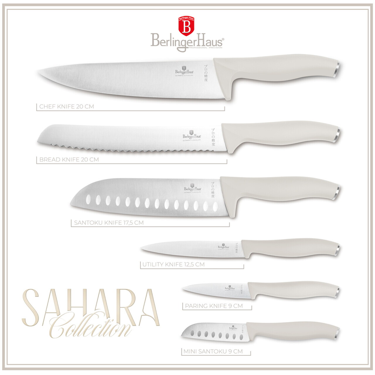 Set 6 cutite Berlinger Haus, Sahara, inox, crem mat - imagine 7