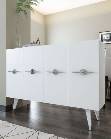 Consola, Hanah Home, 8169KM-32, 120x80x29.6 cm, PAL , Alb / Argintiu