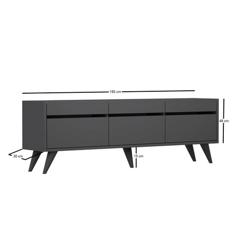 Comoda TV, Odessa, River, 150x30x48 cm, PAL, Antracit
