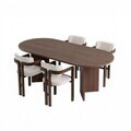 Set masa extensibila si scaune (5 piese), Nordure, Aleria 4, Nuc Milano / Nuc Închis / Alb