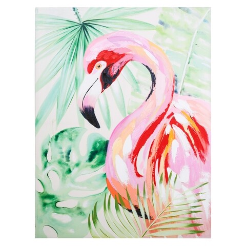 Tablou decorativ, Flamingo, Creaciones Meng, 90x120 cm, canvas/lemn de brad