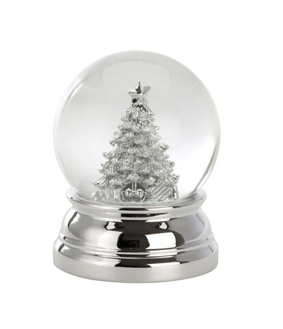 Glob de zapada, Hermann Bauer, Xmas Tree, 10 x 8 cm, polirasina, argintiu/alb