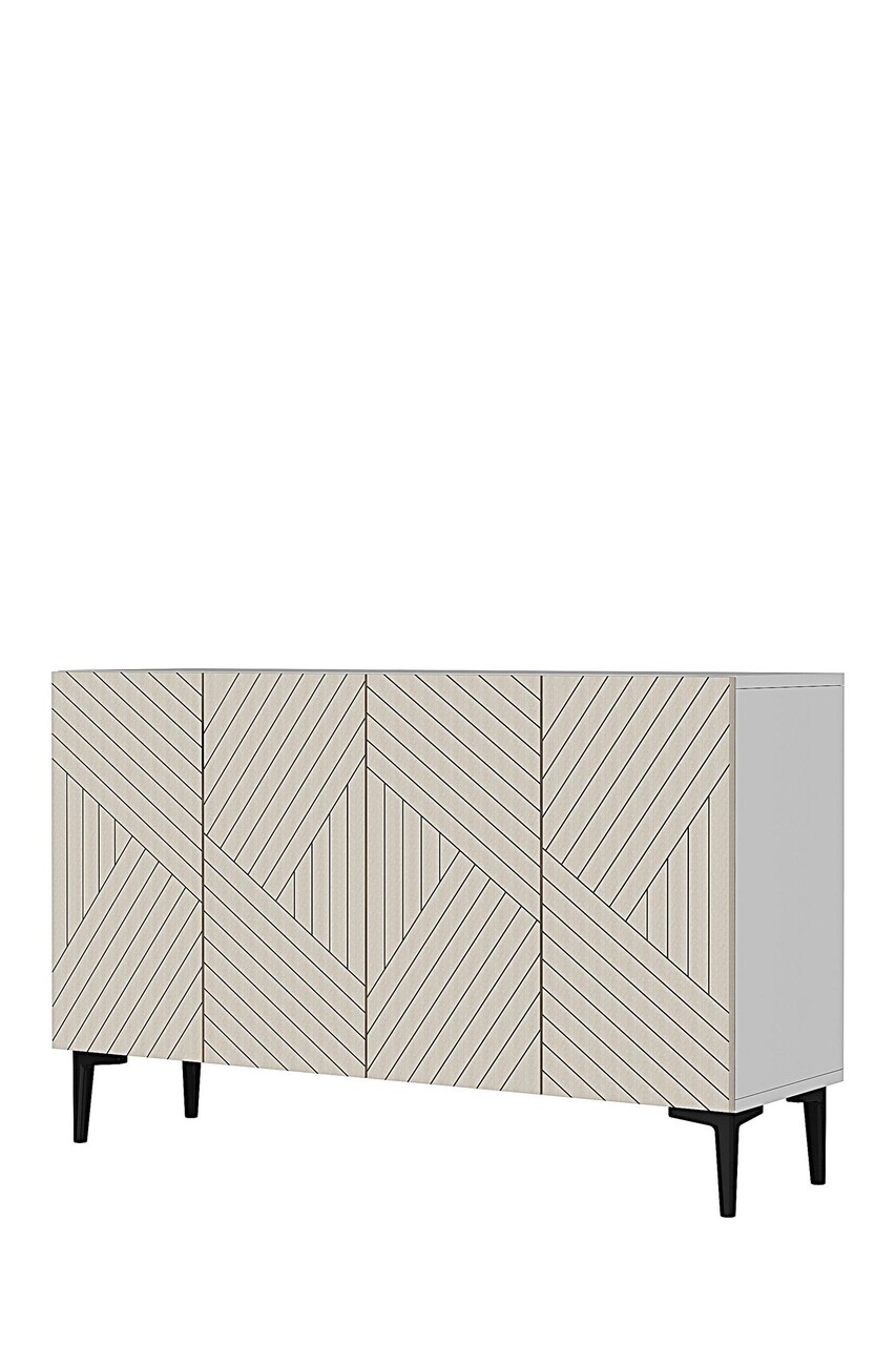 Consola, Hanah Home, Ferro 120, 120x75x32 cm, Alb / Travertin - view 5