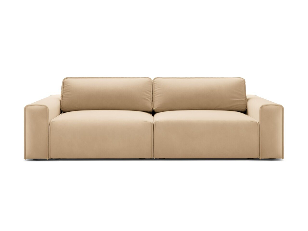 Canapea extensibila 3 locuri, Victor, Micadoni Home, 246x100x83 cm, catifea, nude