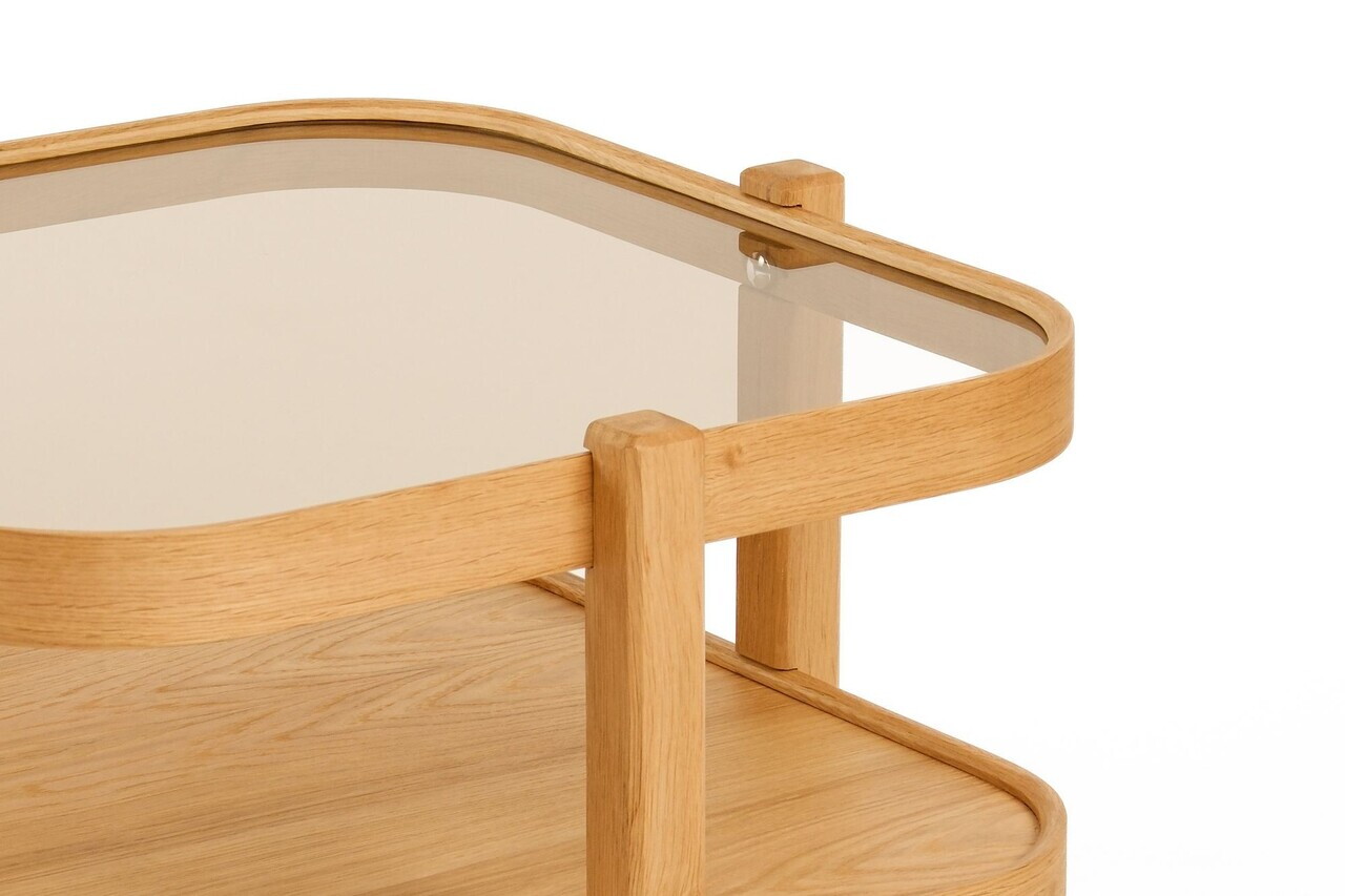 Masuta de cafea, Hanah Home, Alaska 90, 90x48x90 cm, LEMN MASIV DE STEJAR, Stejar — imaginea 3