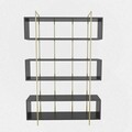 Corp biblioteca, Zena Home, Bruti, 120x180x29.6 cm, PAL, Antracit / Aur