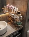Raft de perete, Cerritos, Dolap Ici Organizer, 15x19x42 cm, Metal, Auriu/Maro