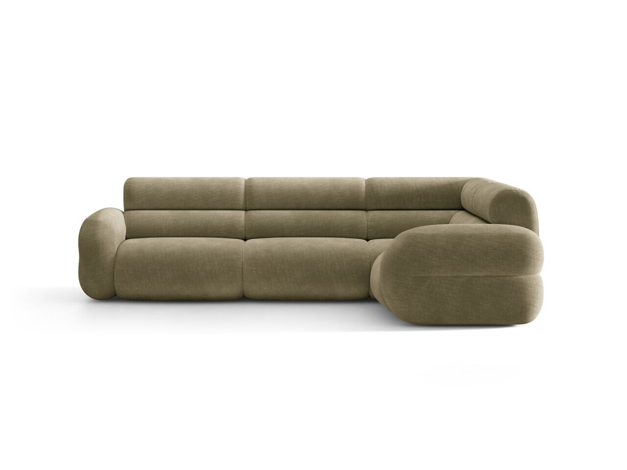 Coltar dreapta 5 locuri, Neo, Micadoni Home, 295x210x83 cm, tesatura Chenille, verde oliv deschis