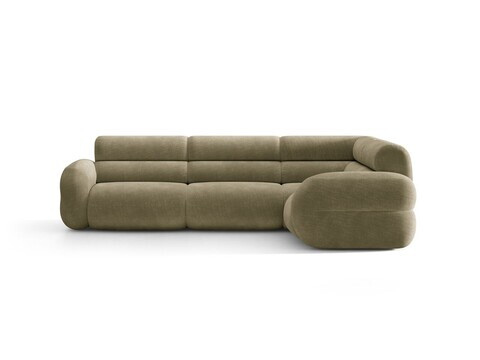 Coltar dreapta 5 locuri, Neo, Micadoni Home, 295x210x83 cm, tesatura Chenille, verde oliv deschis