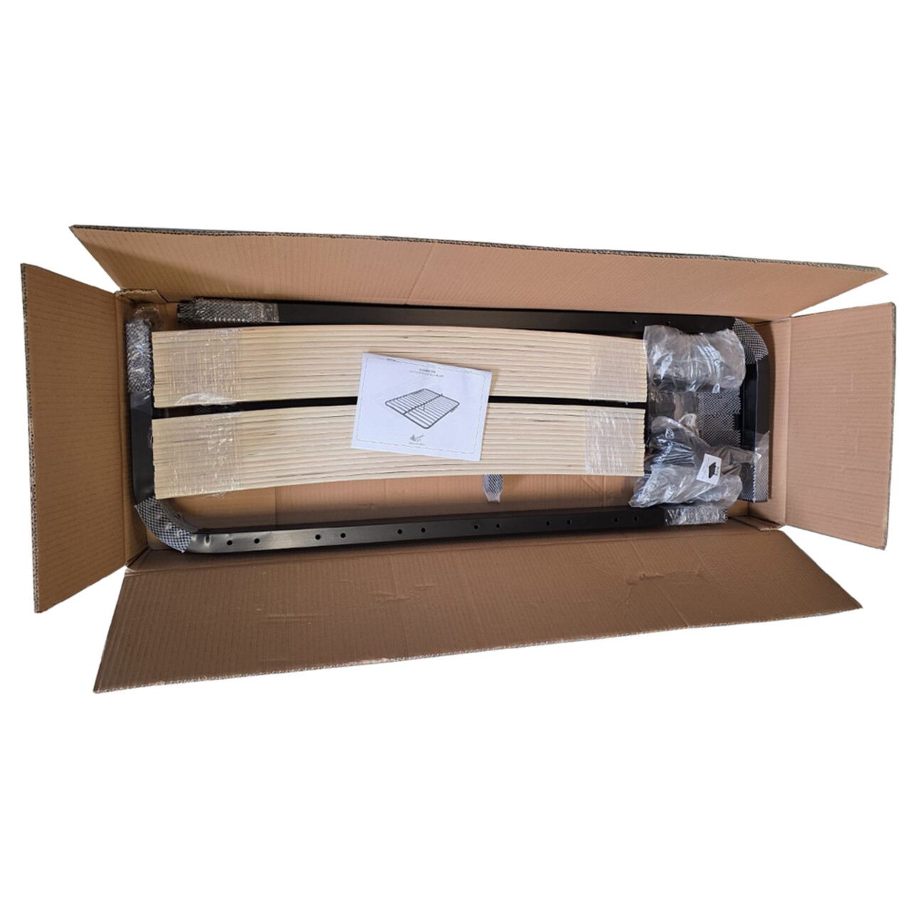 Somiera matrimoniala modulara Rita, MAGDA DESIGN, 140x200 cm, cadru otel, lamele din lemn stratificat curbate, negru/natur